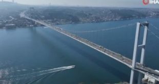 İki kıtanın ortasında nefes kesen çalışma: 15 Temmuz Şehitler Köprüsü'ndeki bakım çalışması havadan görüntülendi