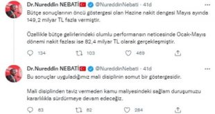 Bakan Nebati son veriyi paylaştı! Hazine nakit dengesi mayısta 149 milyar TL fazla verdi - Haberler